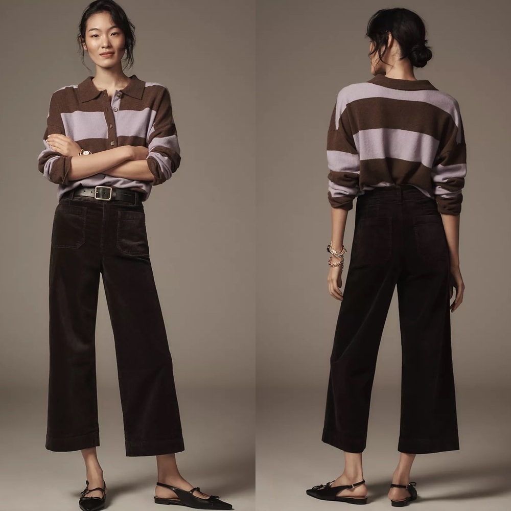 NWT Maeve The Colette Corduroy Crop Wide Leg Pant - Brown - Size 23